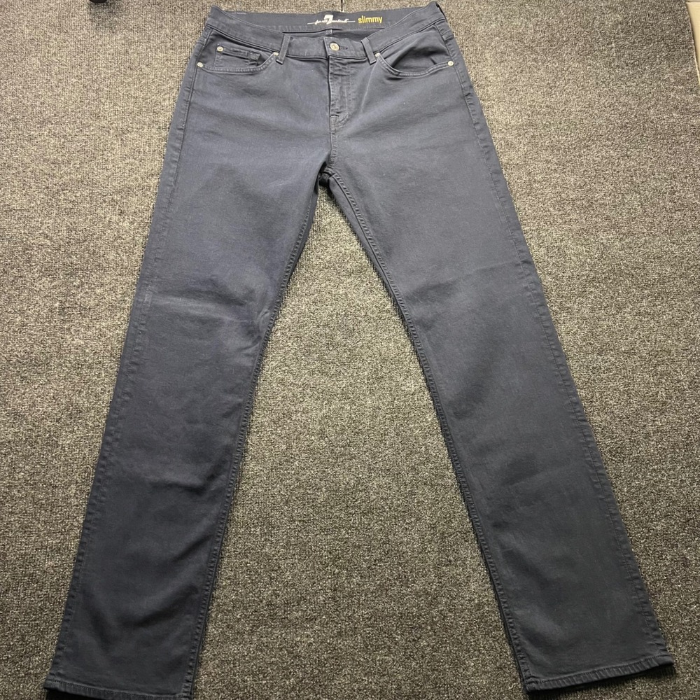 7 For All Mankind Slimmy Slim Straight Jeans Mens 34 Dark Gray Stretch 2730